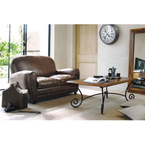 Divano Vintage In Cuoio Marrone 2 Posti Oxford Maisons Du Monde