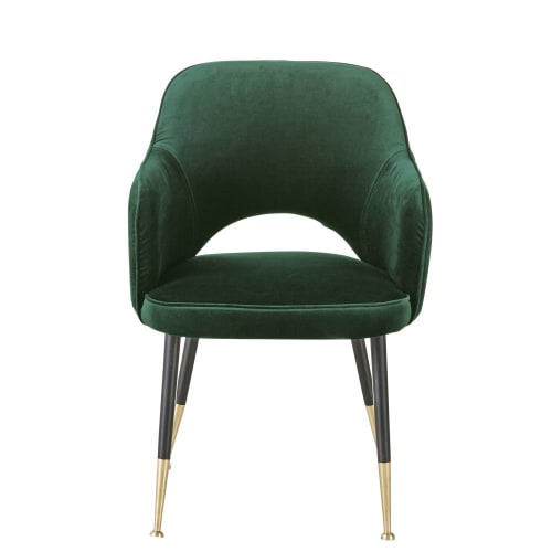 Donkergroene fluwelen fauteuil Sacha Maisons du Monde