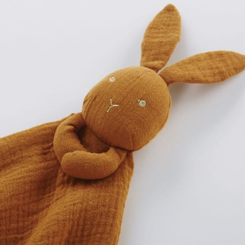 Doudou lange bébé écureuil en coton bio marron avec broderies dorées (Maisons du Monde) - Couverture