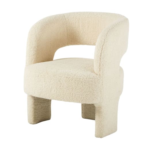 Sofas und sessel Sessel | Dreibein-Sessel mit weißem Schlaufenstoff - MT34753