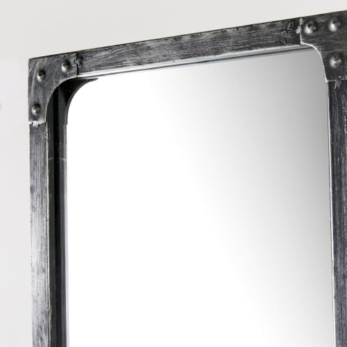 Dekoration Wandspiegel und Barock Spiegel | Dreigeteilter Spiegel aus Metall, schwarz in gealterter Optik 100x180 - TN27113