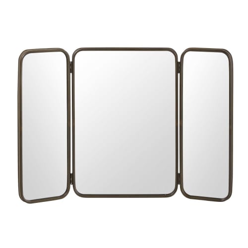 Dreigeteilter Spiegel mit schwarzem Metallrahmen 114x81
