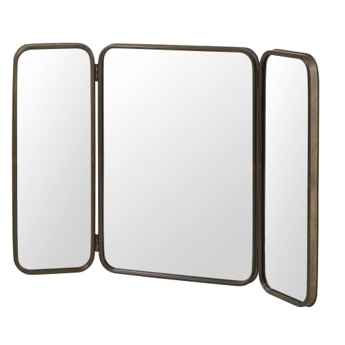 Dekoration Wandspiegel und Barock Spiegel | Dreigeteilter Spiegel mit schwarzem Metallrahmen 114x81 - ZZ45728
