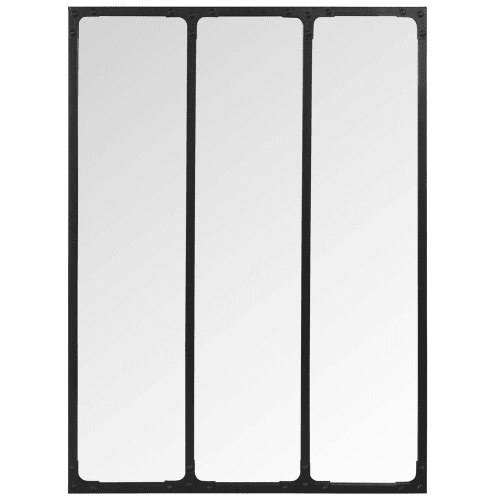 Dekoration Wandspiegel und Barock Spiegel | Dreigeteilter Spiegel mit schwarzem Metallrahmen 60x80 - GH90857