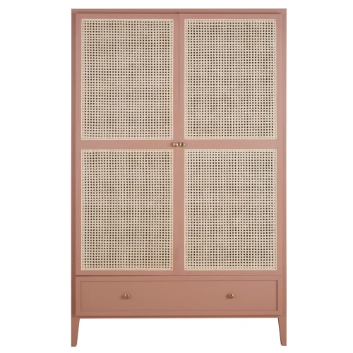 Dressing 2 Portes 1 Tiroir Terracotta Et Cannage En Rotin Siwa Maisons Du Monde