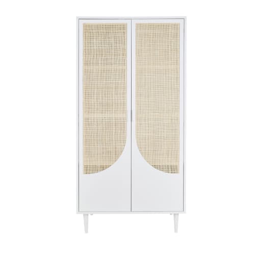 Dressing 2 portes battantes blanc cannage en rotin beige | Maisons du Monde