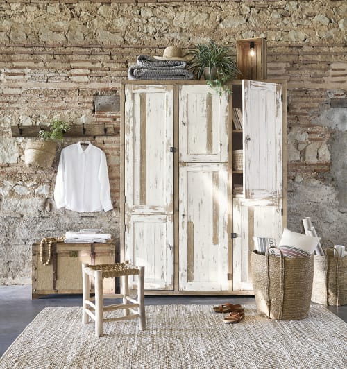 Dressing 6 portes en pin recyclé blanc patiné Kinfolk ...