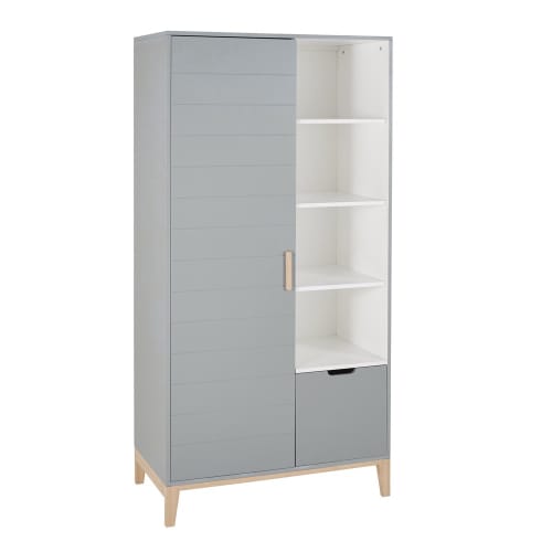 Dressing Vintage 2 Portes 1 Tiroir Gris Bleu Gaspard Maisons Du