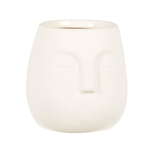 Dekoration Kerzen und Teelichter | Duftkerze Gesicht in weißem Keramikgefäß 190g - MX64626
