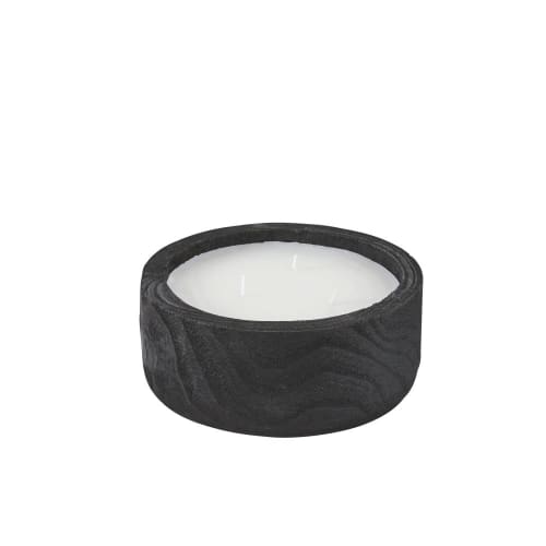 Dekoration Kerzen und Teelichter | Duftkerze in Gefäß aus Paulownienholz in Burnt-Optik, schwarz - SN80429