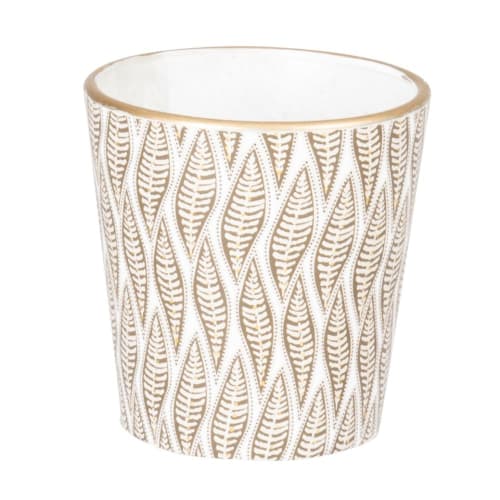 Dekoration Kerzen und Teelichter | Duftkerze in Glasgefäß mit schwarzen, goldenen und beigen Motiven - PA91054