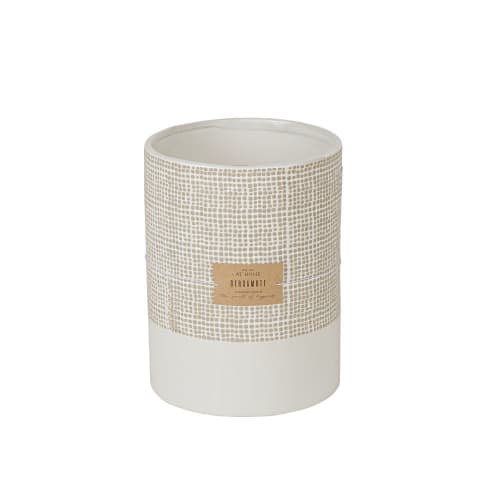 Dekoration Kerzen und Teelichter | Duftkerze in Keramikgefäß, weiß und caramel 1000g - XL44364
