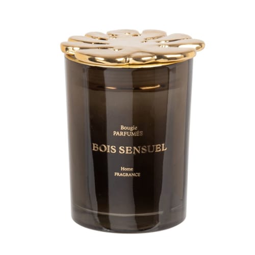 Dekoration Kerzen und Teelichter | Duftkerze in schwarz-goldenem Glas-Keramikgefäß 210g - SA54525
