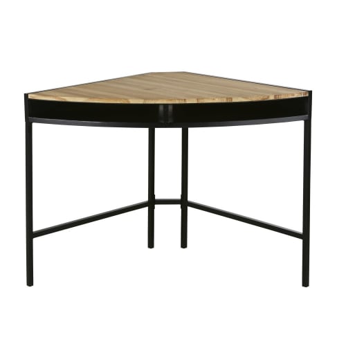 Möbel Schreibtische | Eckschreibtisch aus grauem, patiniertem Metall und massivem Tannenholz - RC19961