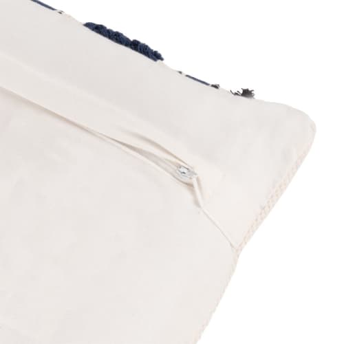 Ecru and Blue Cotton Cushion Cover with Print 30x50 Troene | Maisons du ...