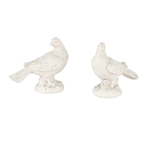 Decor Statuettes & figurines | Ecru and grey cement dove ornaments (x2) H21cm - JE59418