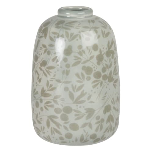 Decor Vases | Ecru dolomite vase with print H12cm - VQ35829