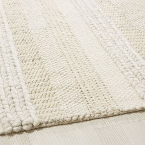 Ecru en tapijt gevlochten wol met streepjesprint 140x200 WELLNESS | Maisons Monde