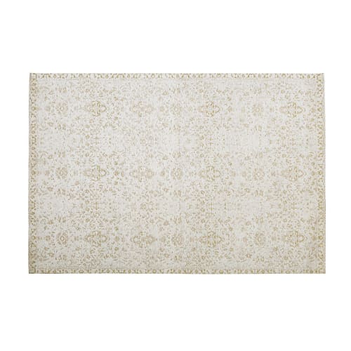 Soft furnishings and rugs Rugs | Ecru jacquard-weave cotton rug with print and gold lurex 160x230cm - IV24710