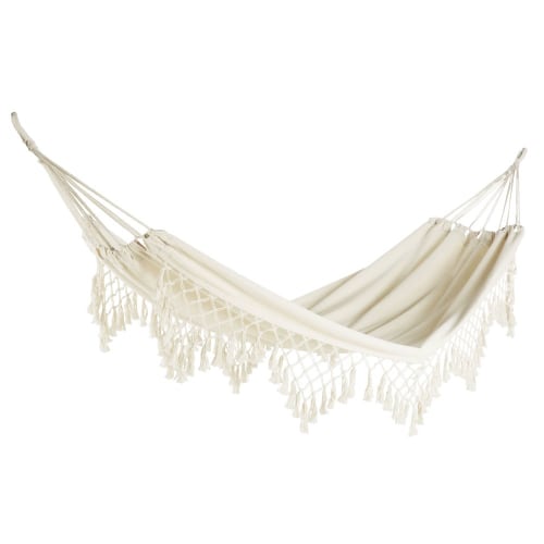 Outdoor collection Hammocks & hanging chairs | Ecru polyester and cotton hammock 100x200cm - IF33213