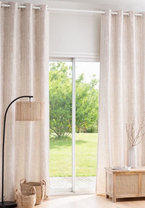 Textil Gardinen und Vorhänge | Ecrufarbener Jacquard-Vorhang mit Ösen, 1 Vorhang, 133x300cm - DH10249