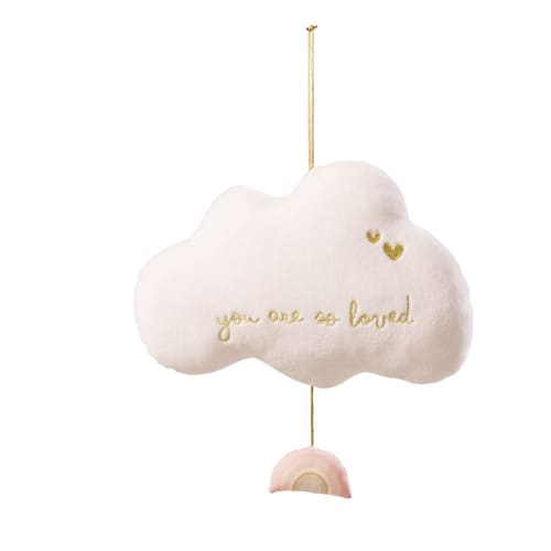 Embroidered Pink and Gold Musical Cloud