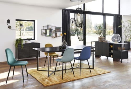 Esstisch aus massivem Holz mit 4 Stühlen für Küche Wohnzimmer Zuhause Blueish Gray