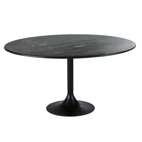 Möbel Esstische | Esstisch für 6 Personen aus schwarzem Marmor, L145 - AJ65941