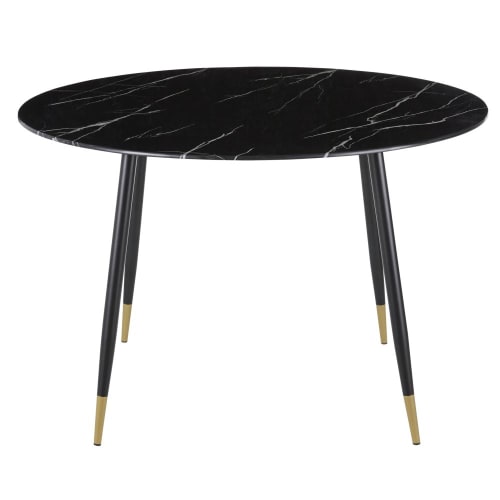 Möbel Esstische | Esstisch mit schwarzer Marmoroptik und messingfarbenem und schwarzem Metall, 5/6 Personen, D120cm - JB90497