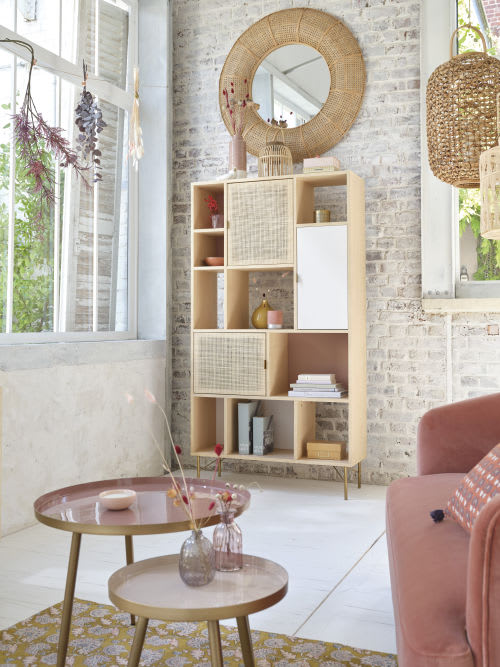 Estantería de 3 puertas con enrejado de mimbre Solstice | Maisons du Monde