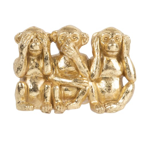 Estatueta dos 3 macacos da sabedoria dourada A7