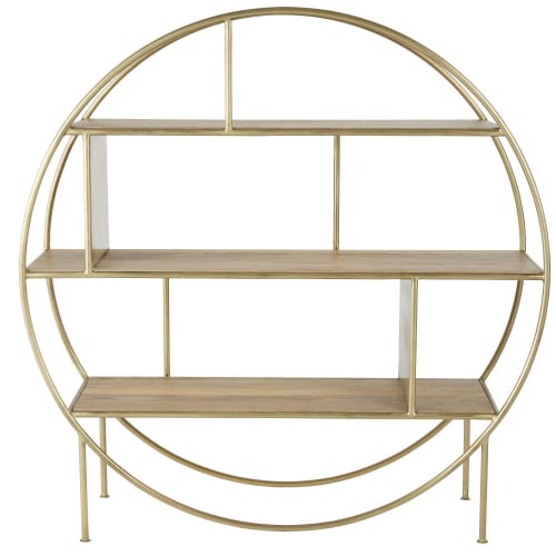 Etagere Ronde En Metal Coloris Laiton Et Manguier Louxor Maisons Du Monde
