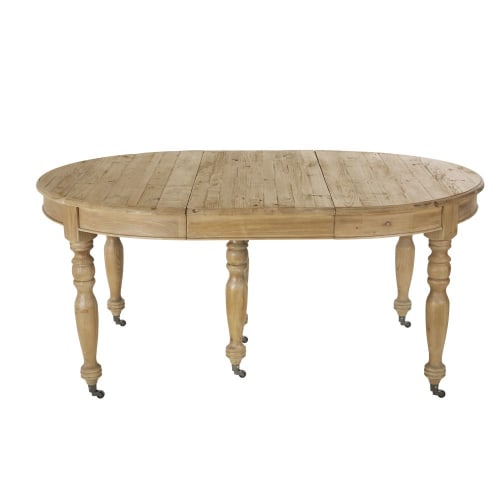 Extendable dining table with recycled pine wheels 12/14 people L125/325cm