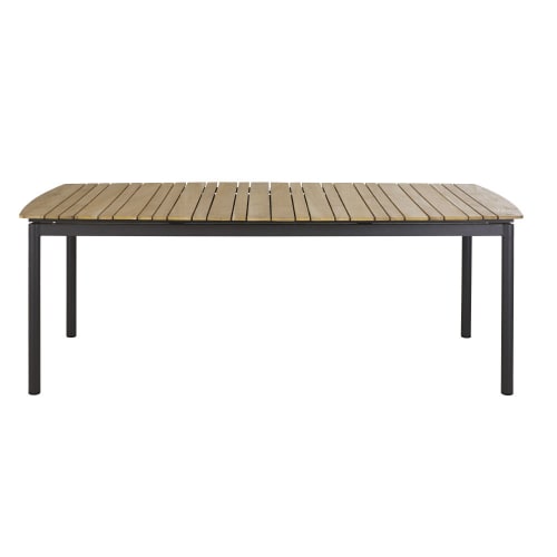 Extendable garden table for ten to twelve people in solid teak and charcoal grey aluminium L220/300cm