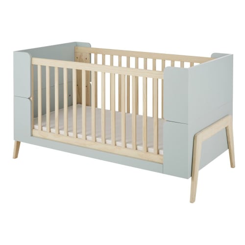 Extendable two-tone cot with bars 70x140