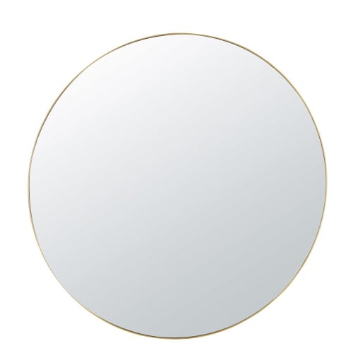 Facettierter Spiegel aus goldfarbenem Metall, D120cm