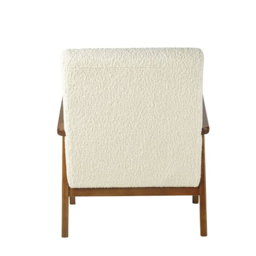 Canapés et fauteuils Fauteuils | Fauteuil à bouclettes blanches et frêne massif - JH78651