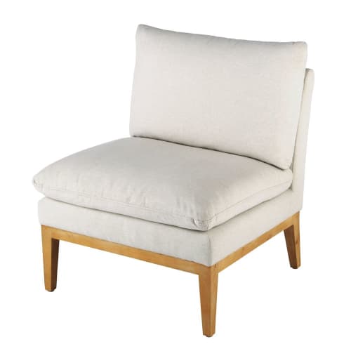 Canapés et fauteuils Fauteuils | Fauteuil bas beige et pin - QP55389