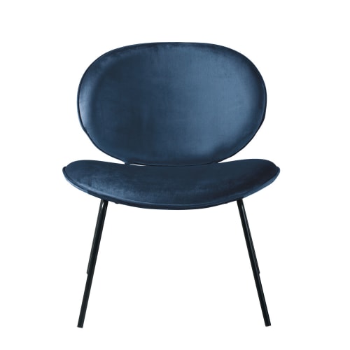 Canapés et fauteuils Fauteuils | Fauteuil bas en velours bleu - AG43760