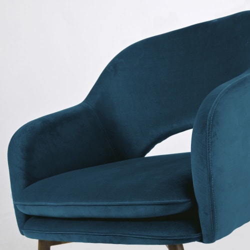 Canapés et fauteuils Fauteuils | Fauteuil bas vintage en velours bleu pétrole - UG35379