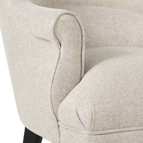 Canapés et fauteuils Fauteuils | Fauteuil beige et pieds en bouleau noir - XL38113