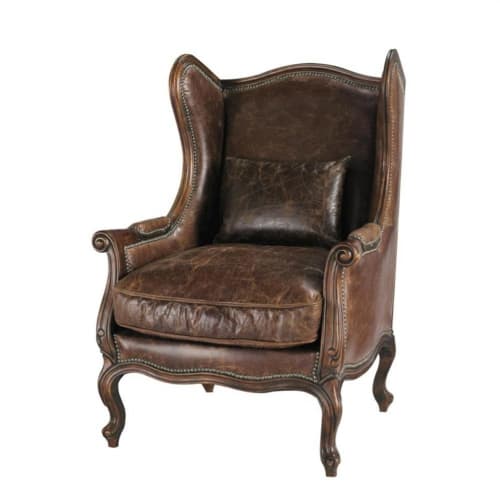 Canapés et fauteuils Fauteuils | Fauteuil bergère en cuir marron - TB30968