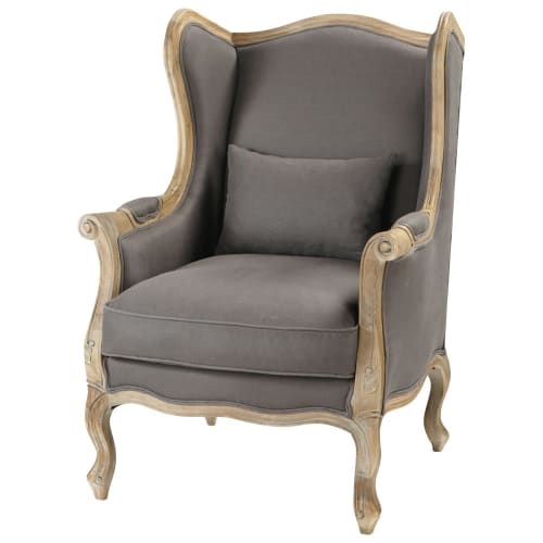 Canapés et fauteuils Fauteuils | Fauteuil bergère en lin taupe grisé - SL04525