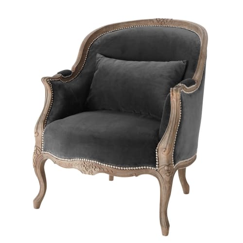 Canapés et fauteuils Fauteuils | Fauteuil bergère en velours gris anthracite - HL27964