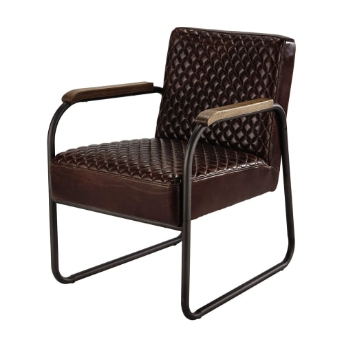 Fauteuil, bruin leder Harold Maisons du Monde