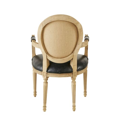 Fauteuil cabriolet en cuir noir effet vieilli | Maisons du Monde Fauteuil cabriolet en cuir noir effet vieilli | Maisons du Monde