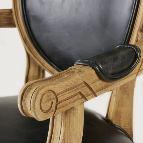 Fauteuil cabriolet en cuir noir effet vieilli | Maisons du Monde Fauteuil cabriolet en cuir noir effet vieilli | Maisons du Monde
