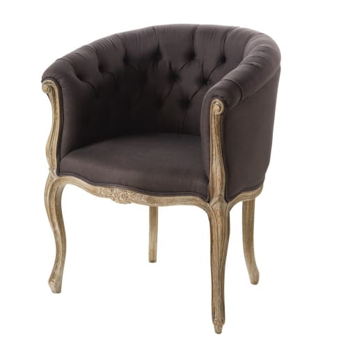 Canapés et fauteuils Fauteuils | Fauteuil capitonné en lin coloris taupe grisé - AW90714