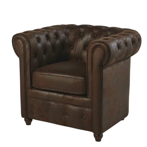 Canapés et fauteuils Fauteuils | Fauteuil capitonné en suédine marron - HG04453