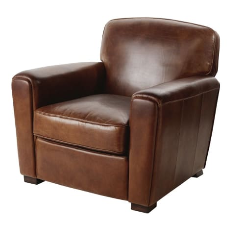 Canapés et fauteuils Fauteuils | Fauteuil club en cuir marron effet vieilli - KN10509